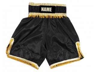Personalized Black Boxing Shorts, Boxing Trunks : KNBSH-035-Black